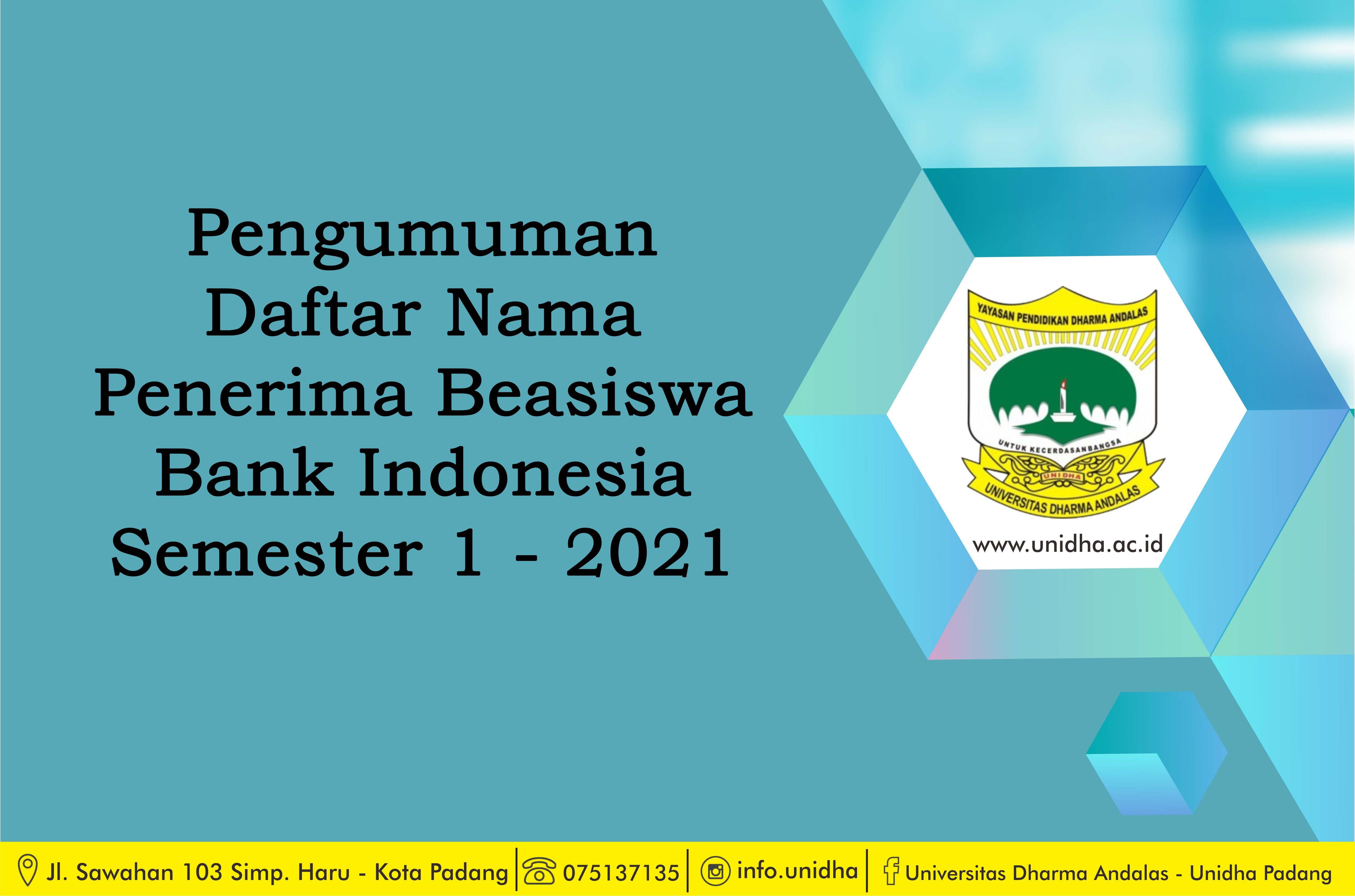Daftar Nama Penerima Beasiswa Bank Indonesia Semester 1- 2021