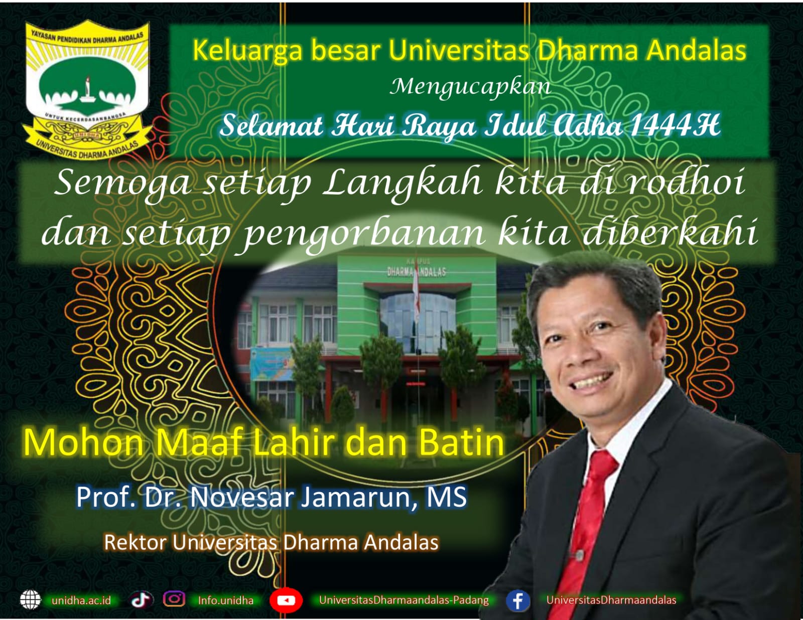 Keluarga Besar UNIDHA Mengucapkan Selamat Hari Raya Idul Adha 1444 H.