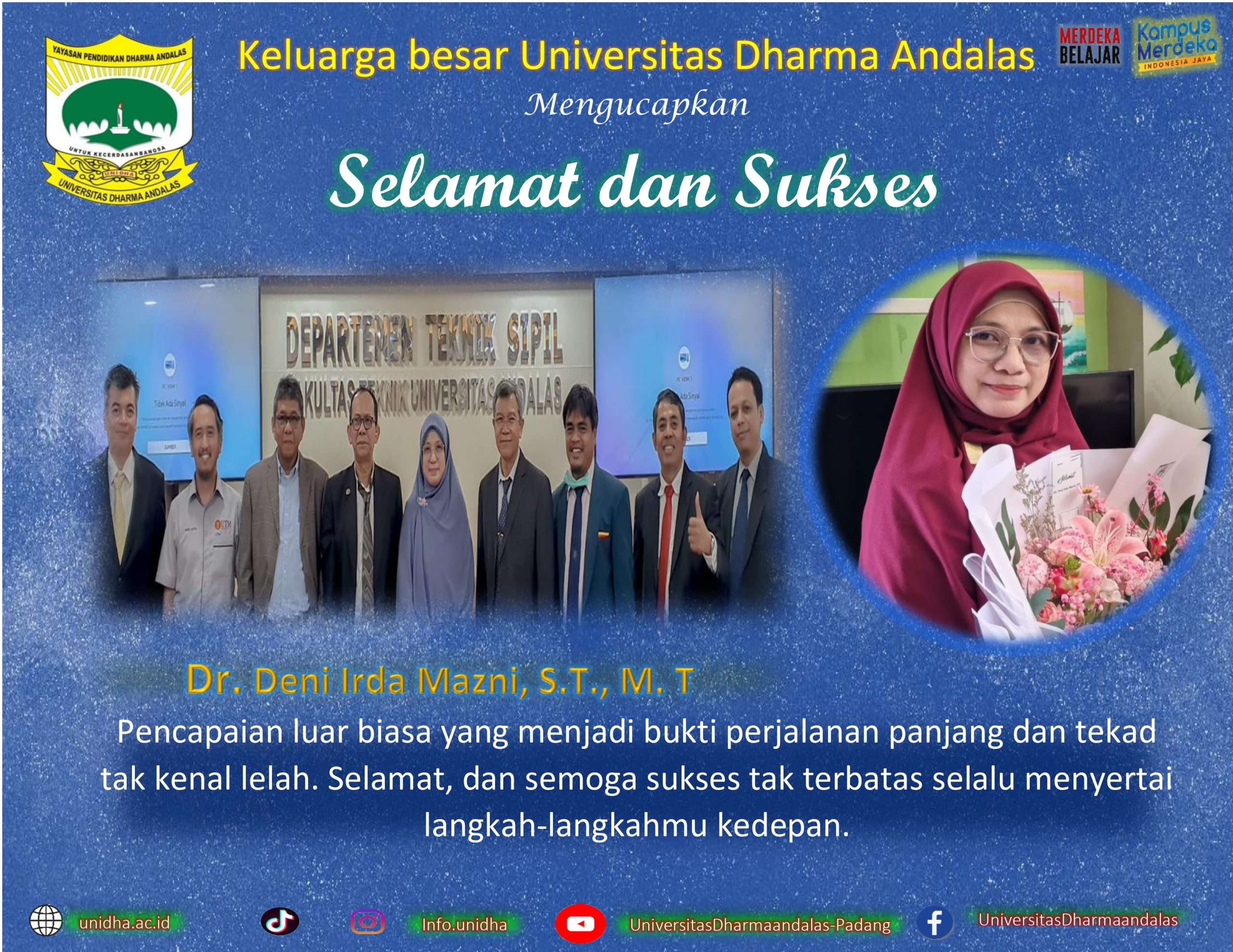 Menjadi Sumber Inspirasi: Dr. Deni Irda Mazni, S.T., M. T. Menyelesaikan Perjalanan Akademisnya dengan Brilian