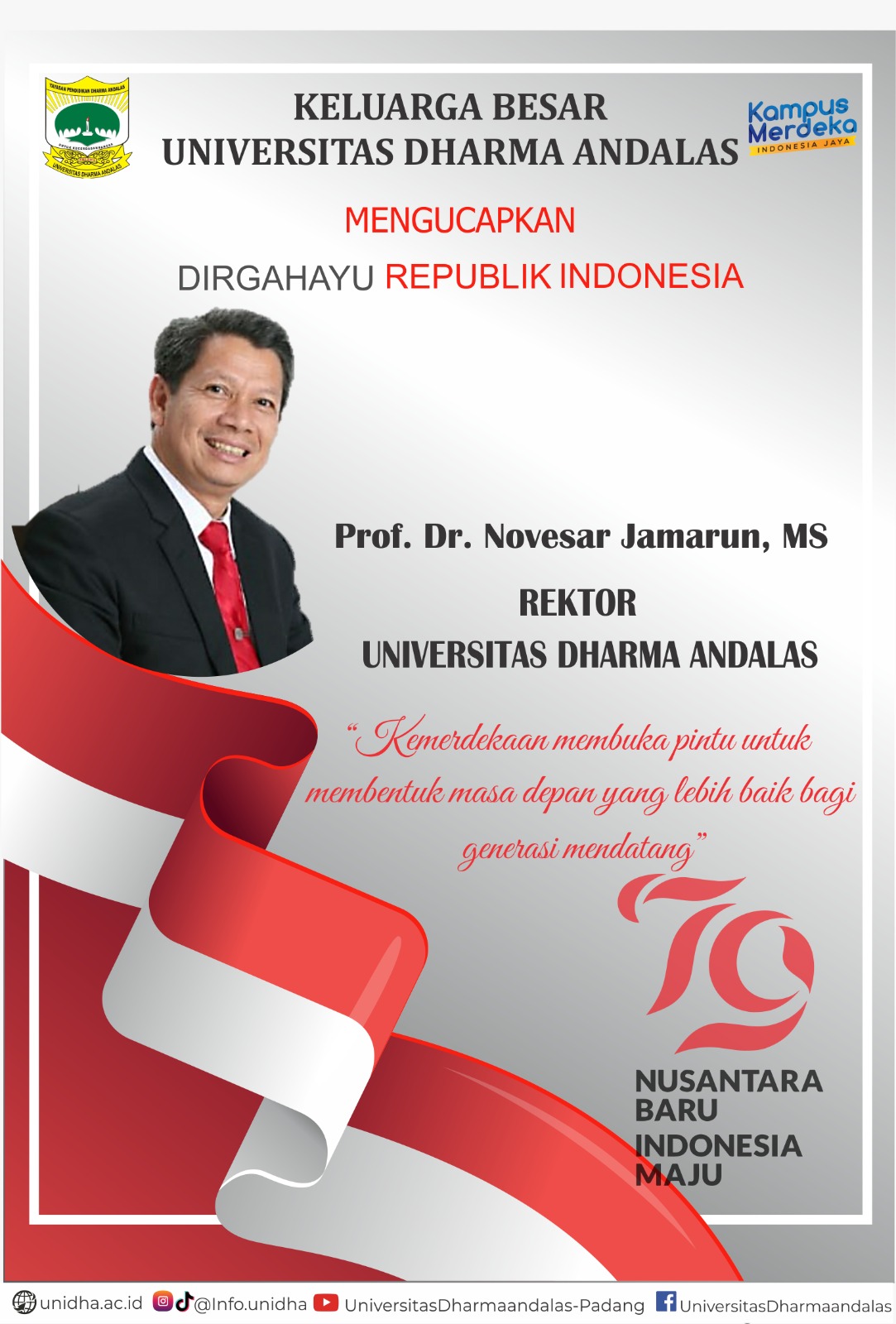 Universitas Dharma Andalas Mengucapkan Selamat Dirgahayu RI ke-79