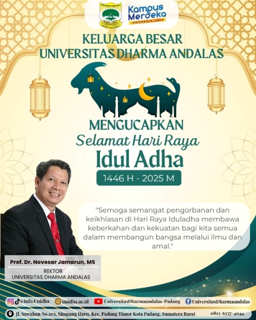Rektor UNIDHA Prof. Dr. Novesar Jamarun, M.S: Idul Adha adalah Momen Menguatkan Nilai Pengorbanan, Kepedulian, dan Spirit Kebersamaan