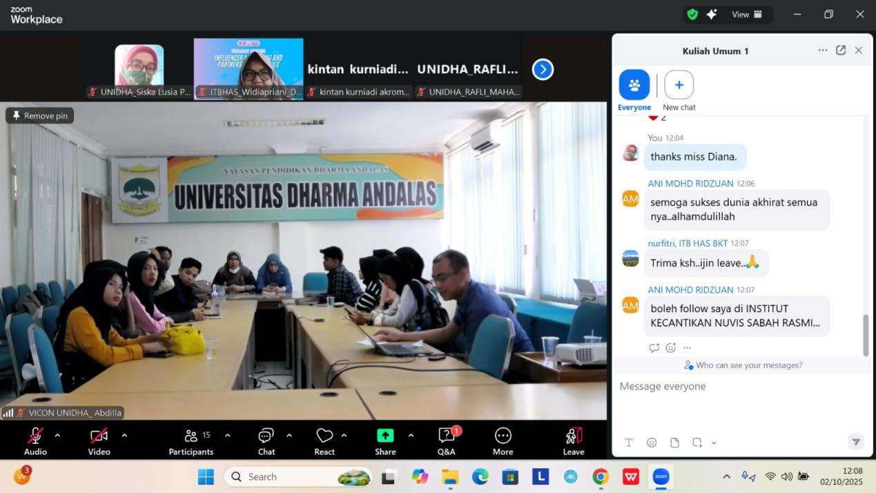 UNIDHA Gelar Kuliah Tamu Internasional: Praktisi UMKM Malaysia Bahas Strategi Influencer Marketing di Era Digital