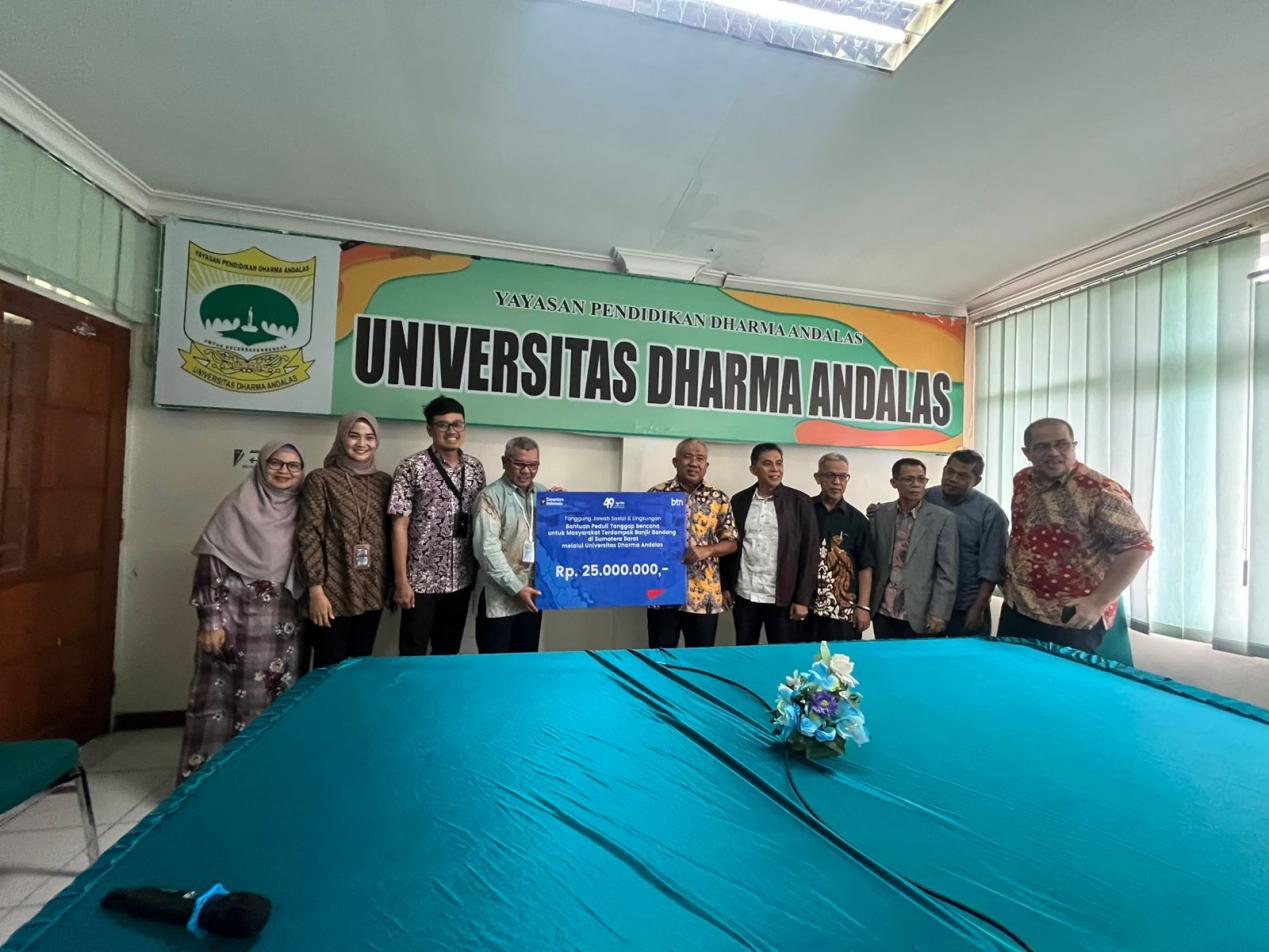 UNIDHA Terima Bantuan Rp 25 Juta dari Bank BTN untuk Korban Banjir Bandang Sumatera Barat, Siap Distribusikan 120 Paket Sembako