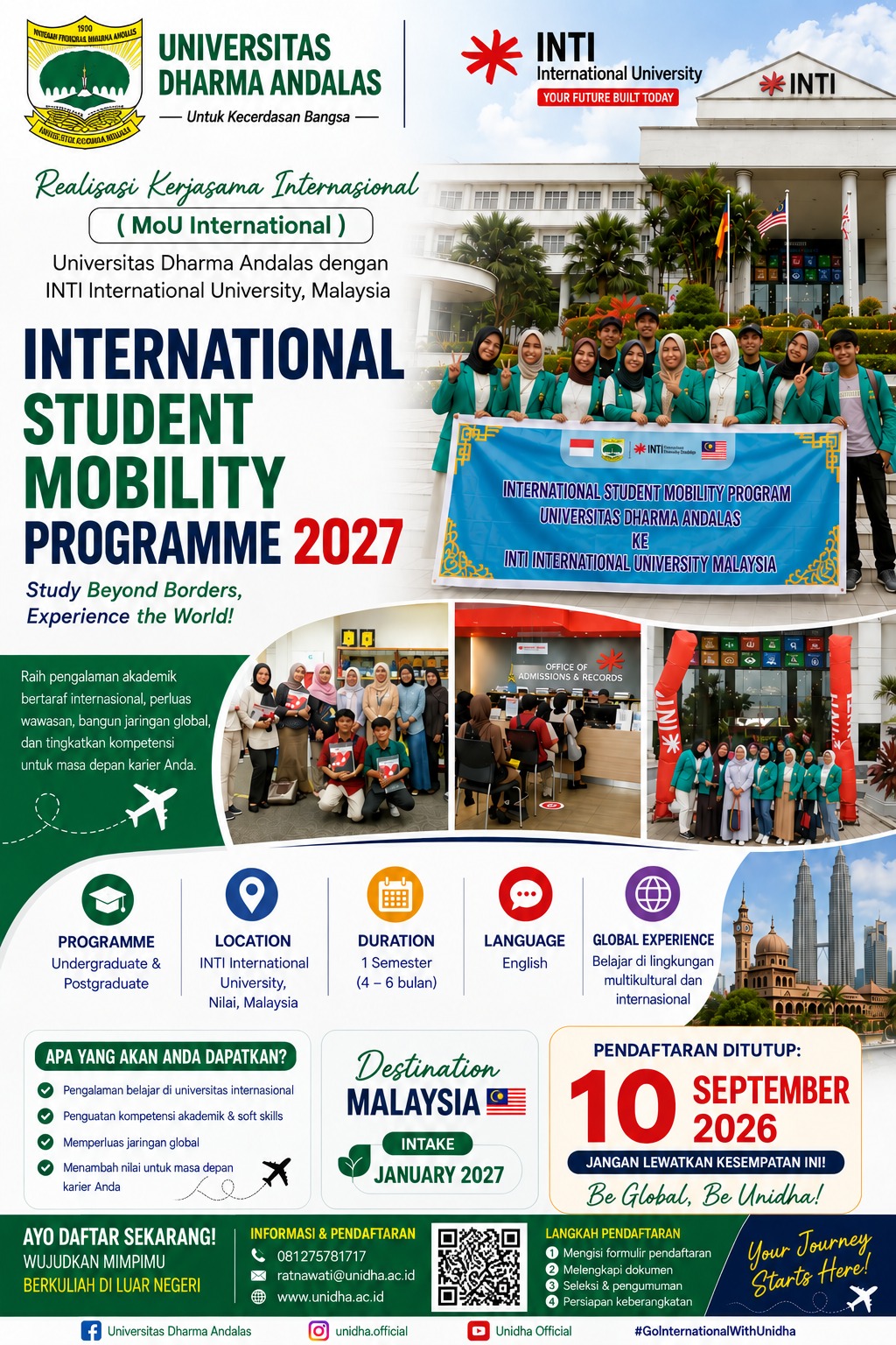 UNIDHA Buka Jalan ke Dunia Internasional, Mahasiswa Berkesempatan Belajar di Malaysia melalui Student Mobility Programme