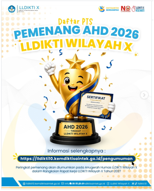 UNIDHA Kembali Juara 1 Pengelolaan Siaran Pers AHD 2026, Tegaskan Kiprah Kehumasan di Tingkat LLDIKTI Wilayah X